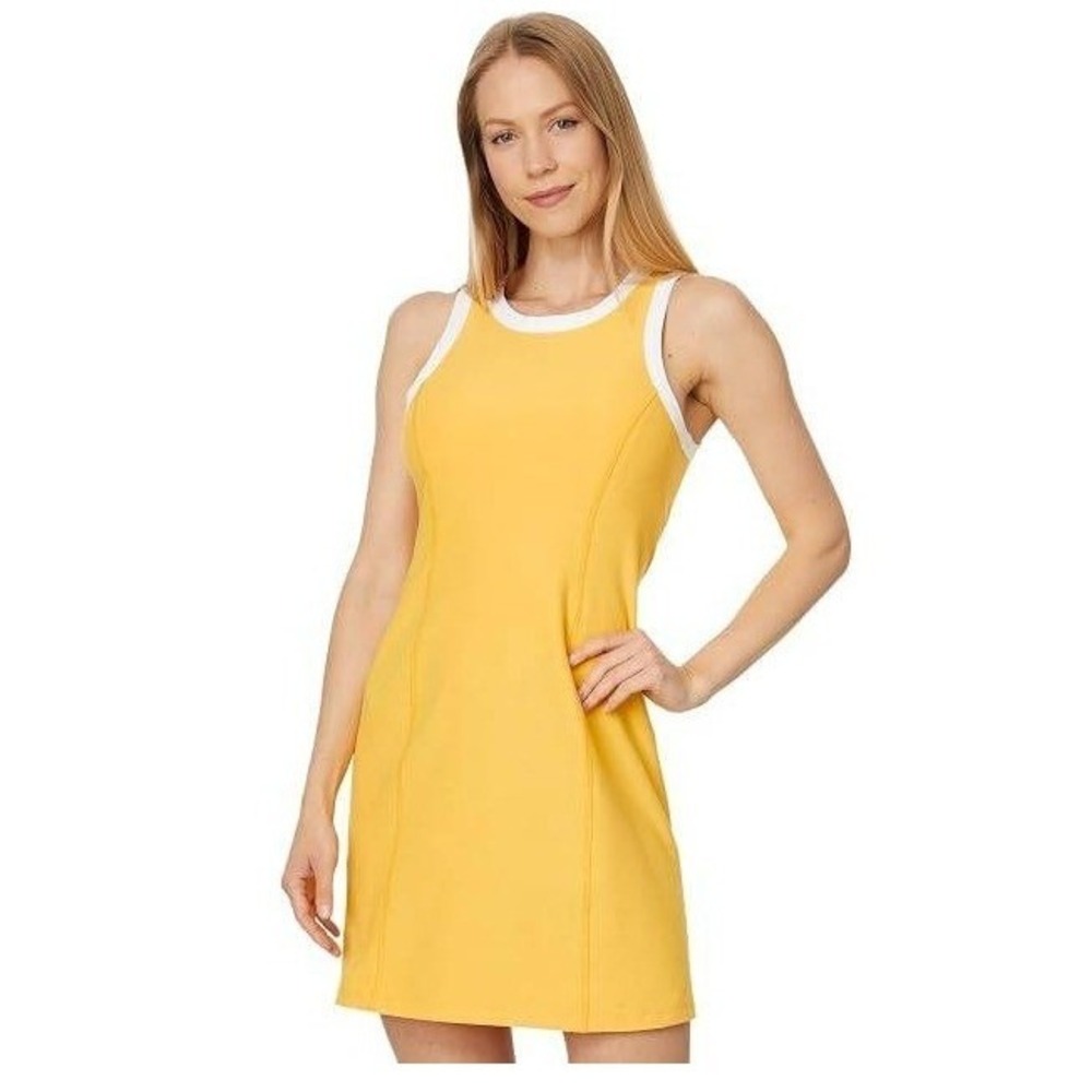 Beyond Yoga Spacedye Outlines Dress Ringer Active Yellow Heather Women Size XS